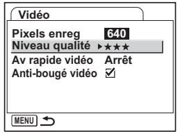 PENTAX OPTIO S6 - Sélection du niveau de qualité des séquences video - 1