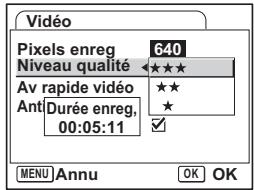 PENTAX OPTIO S6 - Sélection du niveau de qualité des séquences video - 2