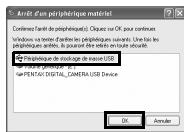 PENTAX OPTIO V10 - Déconnexion de la liaison appareil/ordinateur PC - 2