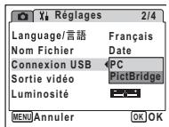 PENTAX OPTIO W20 - Réglage du mode de connexion USB sur [PC] - 1