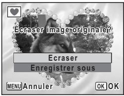 PENTAX OPTIO W30 - Utilisez le bouton de navigation (▲▼) pour sélectionner [Ecraser] ou [Enregistrer sous]. - 1
