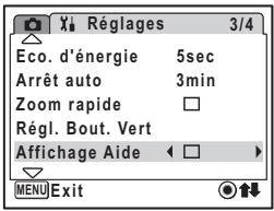 PENTAX OPTIO W30 - Réglage de l'affichage Aide - 1