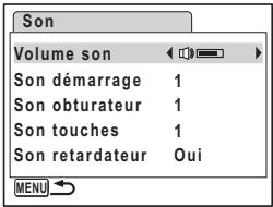 PENTAX OPTIO W30 - Changement des réglages sonores - 1