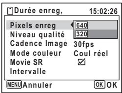 PENTAX OPTIO W30 - Sélection des pixels enregistrés pour les séquences vidéo - 1