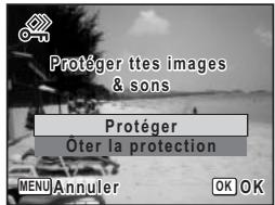 Protéger ttes images & sons Protéger Oter la protection MENU Annuler OK OK