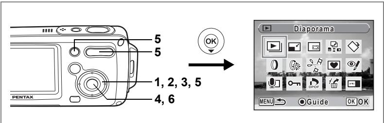 5 5 1, 2, 3, 5 4, 6 PENTAX Diaporama MENU Guide OK OK