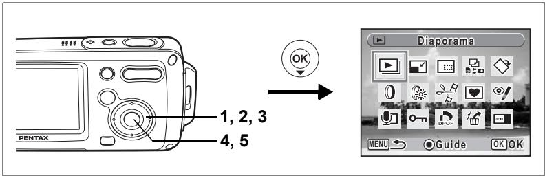 1, 2, 3 4, 5 PENTAX Diaporama MENU Guide OK OK