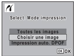 Select. Mode impression Toutes les images Choisir une image Impression auto. DPOF OK OK