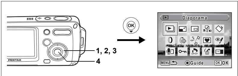 PENTAX 1, 2, 3 4 Diaporama MENU Guide OK OK