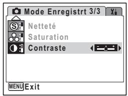 Mode Enregistrt 3/3 Netteté Saturation Contraste MENU Exit