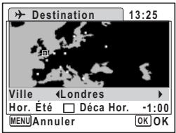 Destination 13:25 Ville Hor. Été □ Déca Hor. -1:00 MENU Annuler OK OK