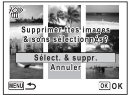 Supprimer ttes images & sons sélectionnés? Sélect. & suppr. Annuler MENU → OK OK