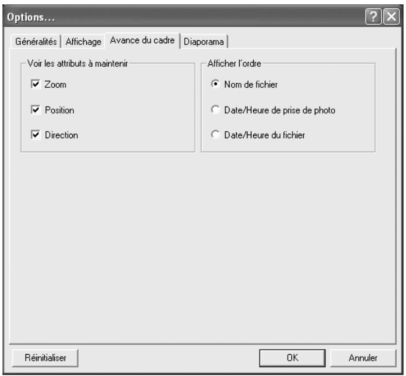 PENTAX PHOTO BROWSER 2.0 - Réglage des onglets [Avance du cadre] - 1