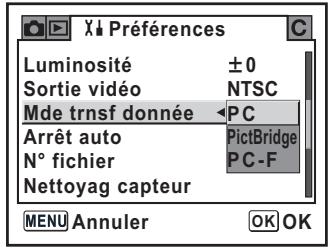 PENTAX PHOTO BROWSER 2.0 - Réglage du mode de connexion USB sur [PC] - 1