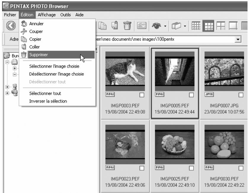 PENTAX PHOTO BROWSER 2.0 - Suppression de fichiers/dossiers images - 1