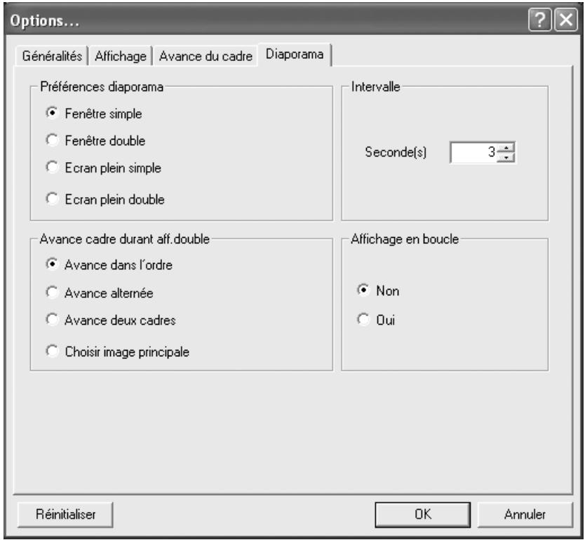 PENTAX PHOTO BROWSER 2.0 - Réglages de l'onglet [Diaporama] - 1