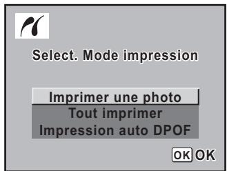 PENTAX ISTDS2 - Utilisez le bouton de navigation (▲▼) pour sélectionner [Impr. une photo] dans le menu PictBridge. - 1