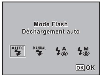 Mode Flash Déchargement auto AUTO MANUAL A M OK OK