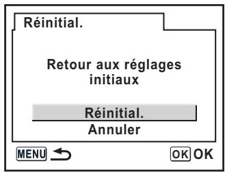Réinitial. Retour aux réglages initiaux Réinitial. Annuler MENU → OK OK
