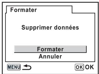 Formater Supprimer données Formater Annuler MENU ← OK OK