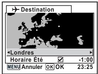 Destination Londres Horaire Été -1:00 MENU Annuler OK OK 23:25