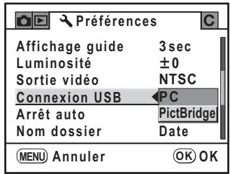 PENTAX K200D - Utilisez le bouton de navigation (▲▼) pour sélectionner [PictBridge]. - 1