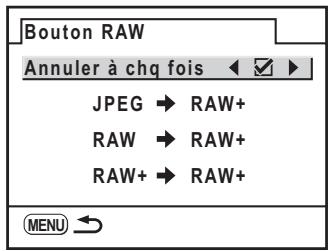 PENTAX K200D - Réglage de la fonction du bouton RAW - 1