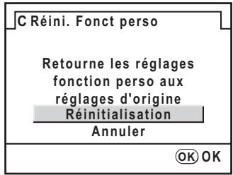 PENTAX K200D - Réinitialisation du menu des fonctions personnalisées - 1