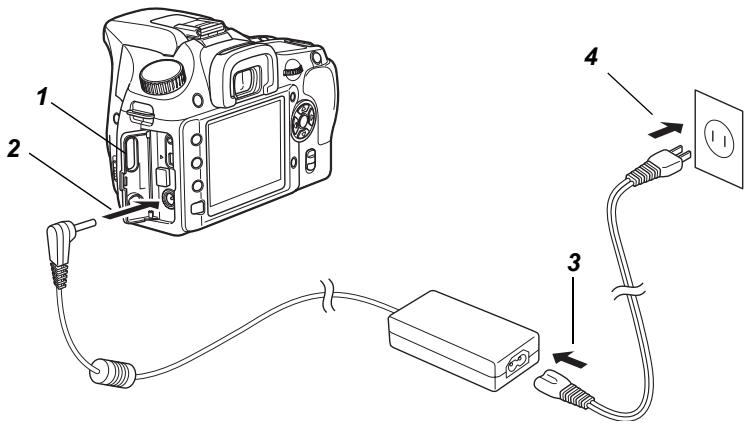 PENTAX K200D - Utiliser l'adaptateur secteur (optionnel) - 1