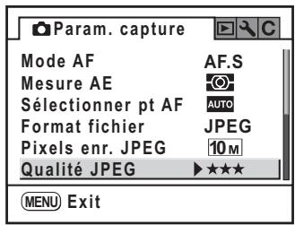PENTAX K200D - Choisissez un élément à l'aide du bouton de navigation (▲▼). - 1