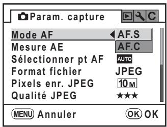 PENTAX K200D - Réglage du mode AF - 1