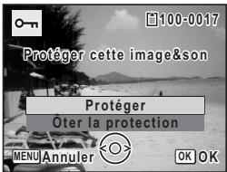 100:0017 Protéger cette image&son Protéger Oter la protection MENU Annuler OK OK
