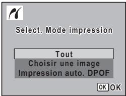 Select. Mode impression Tout Choisir une image Impression auto. DPOF OK OK