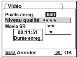 PENTAX OPTIO S12 - Sélection du niveau de qualité des séquences video - 2