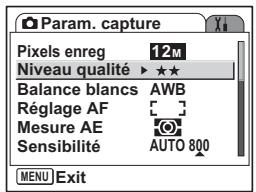 PENTAX OPTIO S12 - Sélection du niveau de qualité des images fixes - 1