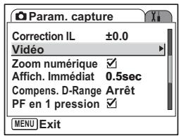 PENTAX OPTIO S12 - Paramétrage de l'enregistrement de séquences video - 1