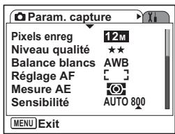 PENTAX OPTIO S12 - Enregistrement de fonctions fréquement utilisées (Réglage Fn) - 7