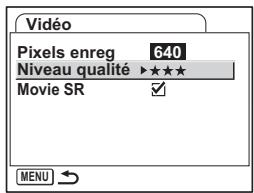 PENTAX OPTIO S12 - Sélection du niveau de qualité des séquences video - 1