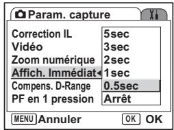 PENTAX OPTIO S12 - Réglage de la durée de l'affichage immédiat - 2