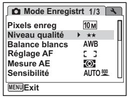 PENTAX OPTIO W60 - Ex.) Pour régler le [Niveau qualité] dans le menu [Mode Enregistrirt] - 2