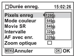 PENTAX OPTIO W60 - Sélection des pixels enregistrés et de la cadence d'image pour les séquences video - 1