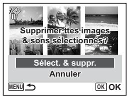 PENTAX OPTIO W60 - Suppression des images et des fichiers son sélectionnés (à partir de l'affichage neuf imagettes) - 4