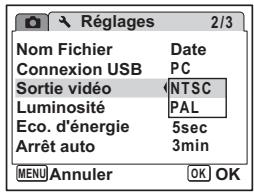 PENTAX OPTIO W60 - Changement du système de sortie video - 1
