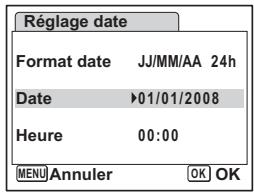 PENTAX OPTIO W60 - Changement de la date et de l'heure - 4