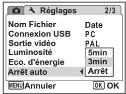 PENTAX OPTIO W60 - Déactualisation de Arrêt auto - 1