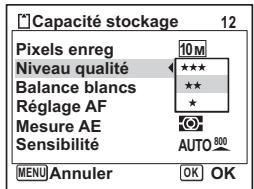 PENTAX OPTIO W60 - Ex.) Pour régler le [Niveau qualité] dans le menu [Mode Enregistrirt] - 3