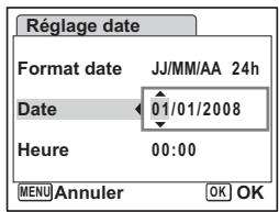 PENTAX OPTIO W60 - Changement de la date et de l'heure - 5