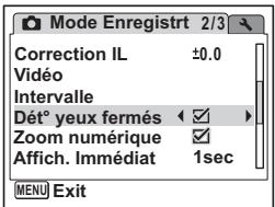 PENTAX OPTIO W60 - Réglage de la détéction des yeux fermés - 1