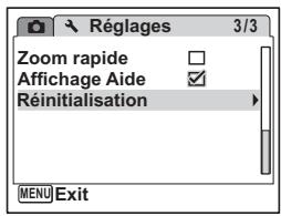 PENTAX OPTIO W60 - Réinitialisation des réglages par défaut (réinitialisation) - 1