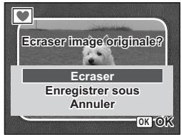 PENTAX OPTIO W60 - Utilisez le bouton de navigation ( ) pour selectionner [Ecraser] ou [Enregistrer sous]. - 1